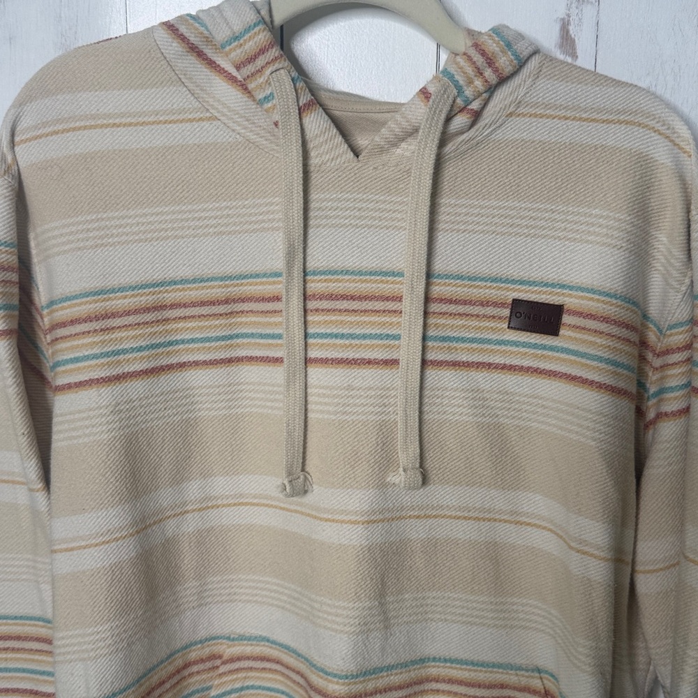 O'Neill Bavaro Cream Striped Pullover Hoodie - Picture 3 of 11